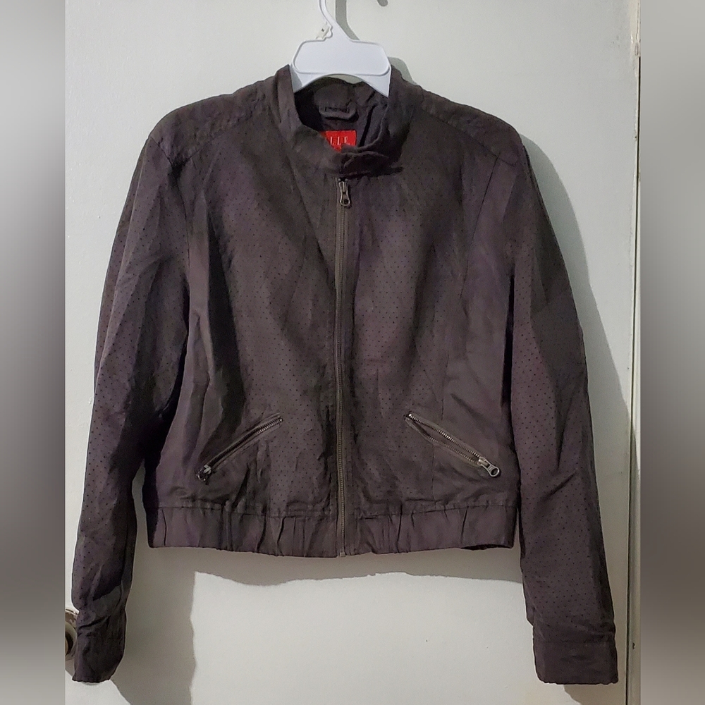 ELLE women's cropped brown faux suede Jacket. NWT